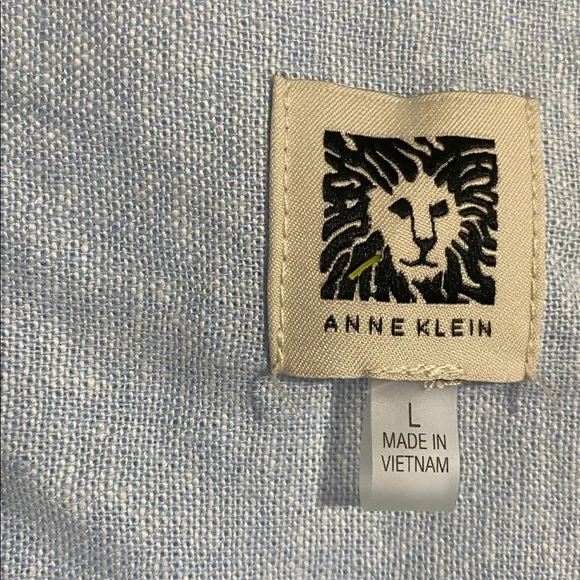Anne Klein blue linen blend tunic top shirt blouse size LARGE - Picture 11 of 13